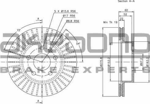 Akebono BN-0573 - Тормозной диск autospares.lv