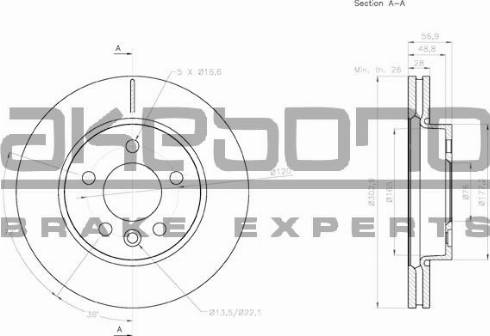 Akebono BN-0695 - Тормозной диск autospares.lv