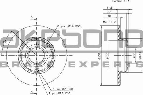 Akebono BN-0691 - Тормозной диск autospares.lv