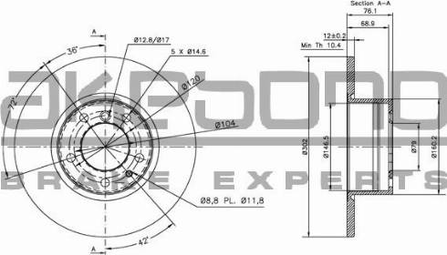 Akebono BN-0698E - Тормозной диск autospares.lv