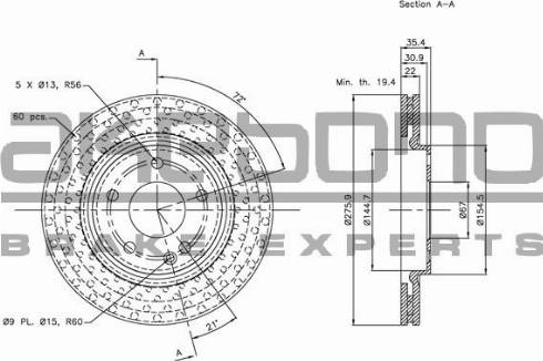 Akebono BN-0646E - Тормозной диск autospares.lv