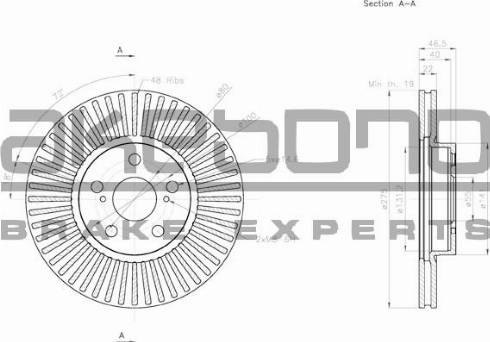 Akebono BN-0643E - Тормозной диск autospares.lv