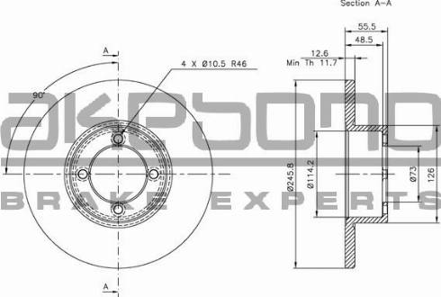 Akebono BN-0654 - Тормозной диск autospares.lv