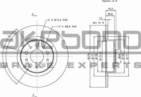 Akebono BN-0651 - Тормозной диск autospares.lv