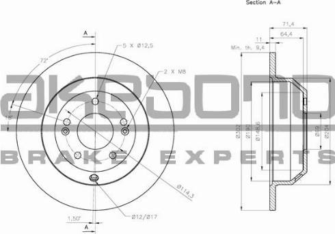 Akebono BN-0653 - Тормозной диск autospares.lv