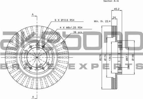 Akebono BN-0652 - Тормозной диск autospares.lv