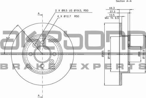 Akebono BN-0605E - Тормозной диск autospares.lv