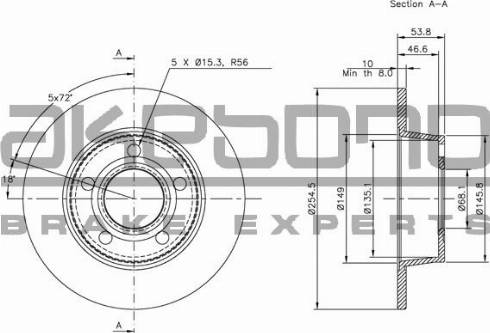 Akebono BN-0606 - Тормозной диск autospares.lv