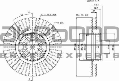 Akebono BN-0603 - Тормозной диск autospares.lv