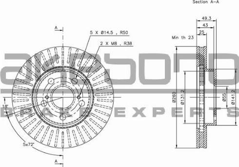 Akebono BN-0615E - Тормозной диск autospares.lv