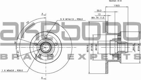 Akebono BN-0616E - Тормозной диск autospares.lv