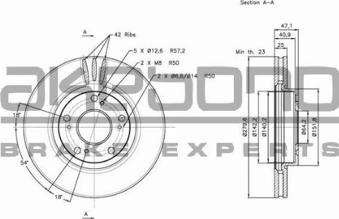 Akebono BN-0618 - Тормозной диск autospares.lv