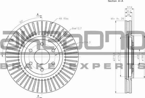 Akebono BN-0612E - Тормозной диск autospares.lv