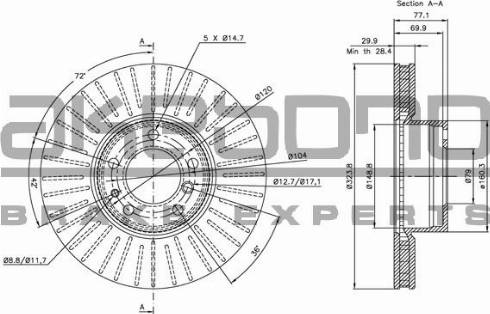 Akebono BN-0681E - Тормозной диск autospares.lv