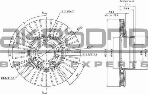 Akebono BN-0681 - Тормозной диск autospares.lv