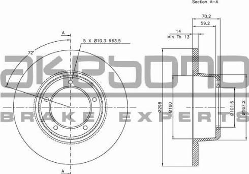 Akebono BN-0687E - Тормозной диск autospares.lv