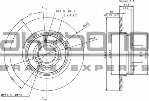 Akebono BN-0630E - Тормозной диск autospares.lv