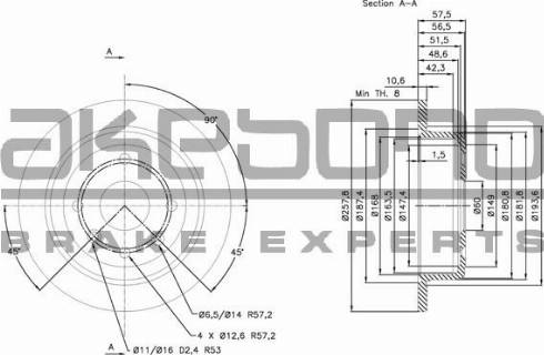 Akebono BN-0627 - Тормозной диск autospares.lv