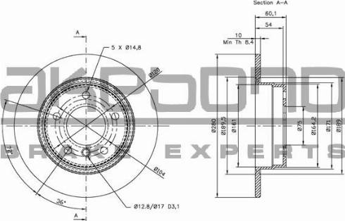 Akebono BN-0099E - Тормозной диск autospares.lv