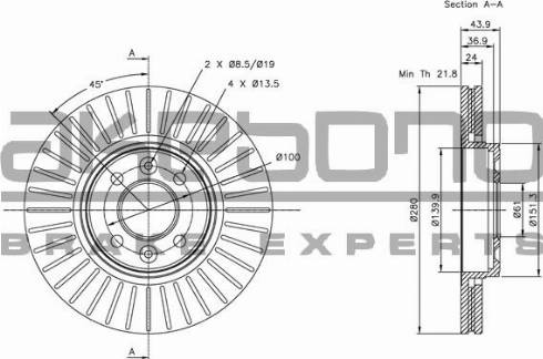 Akebono BN-0094 - Тормозной диск autospares.lv