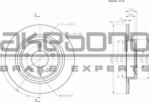 Akebono BN-0095 - Тормозной диск autospares.lv