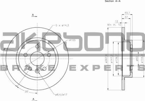 Akebono BN-0093 - Тормозной диск autospares.lv