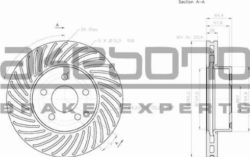 Akebono BN-0092 - Тормозной диск autospares.lv