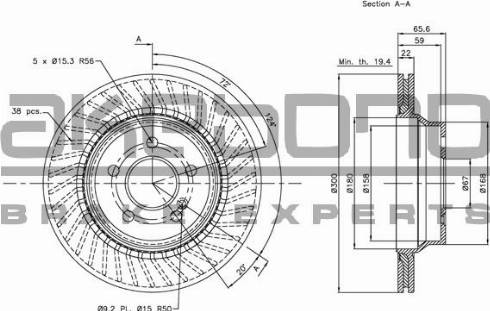 Akebono BN-0049 - Тормозной диск autospares.lv