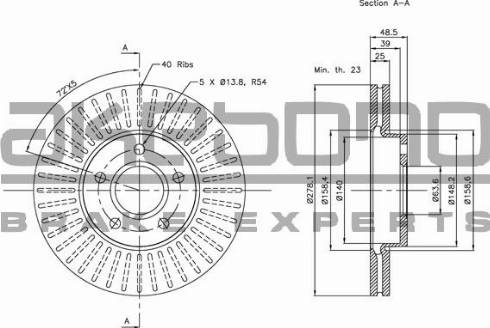 Akebono BN-0045 - Тормозной диск autospares.lv