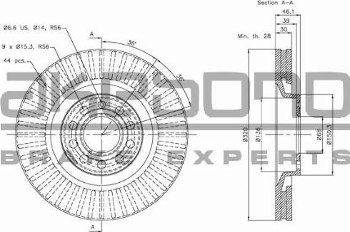 Akebono BN-0042 - Тормозной диск autospares.lv