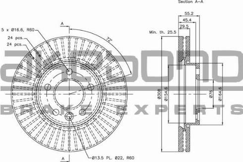 Akebono BN-0055E - Тормозной диск autospares.lv