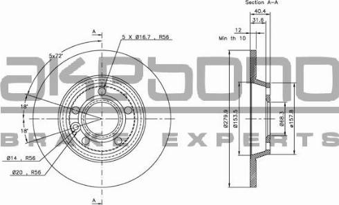 Akebono BN-0050 - Тормозной диск autospares.lv