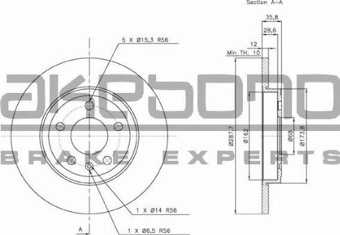 Akebono BN-0065E - Тормозной диск autospares.lv