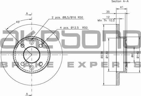 Akebono BN-0068 - Тормозной диск autospares.lv