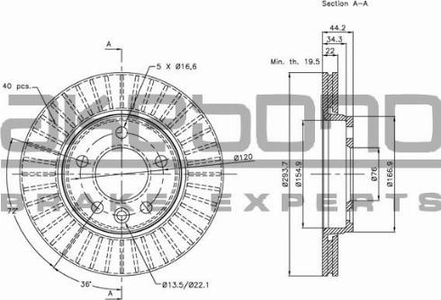 Akebono BN-0062 - Тормозной диск autospares.lv