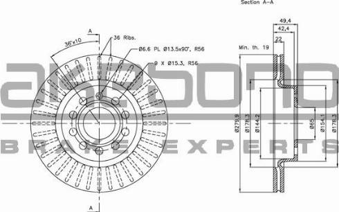 Akebono BN-0006 - Тормозной диск autospares.lv