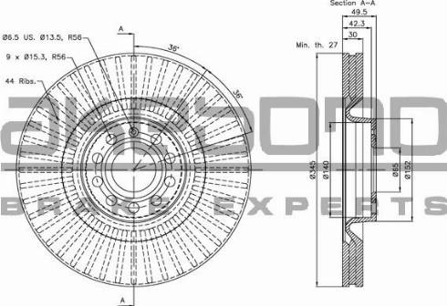 Akebono BN-0015 - Тормозной диск autospares.lv