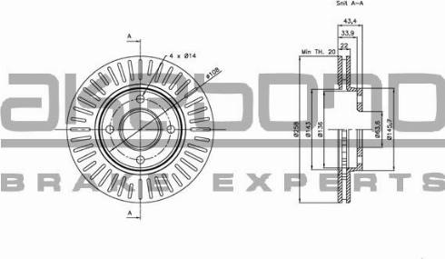 Akebono BN-0016E - Тормозной диск autospares.lv