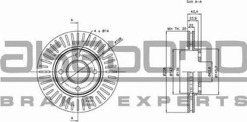 Akebono BN-0016 - Тормозной диск autospares.lv