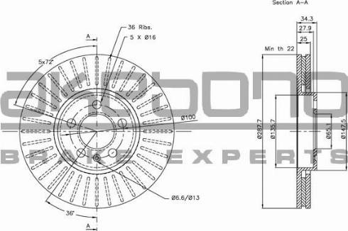 Akebono BN-0010 - Тормозной диск autospares.lv