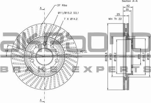 Akebono BN-0013 - Тормозной диск autospares.lv