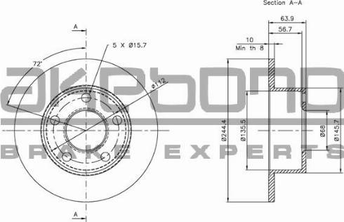 Akebono BN-0039E - Тормозной диск autospares.lv