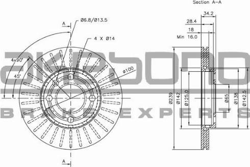 Akebono BN-0035 - Тормозной диск autospares.lv