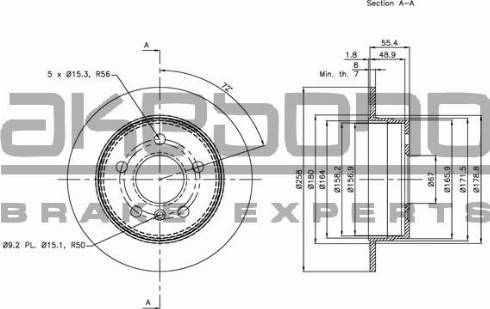 Akebono BN-0036E - Тормозной диск autospares.lv