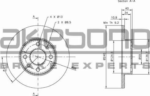 Akebono BN-0033 - Тормозной диск autospares.lv