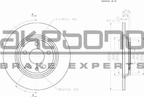 Akebono BN-0027 - Тормозной диск autospares.lv