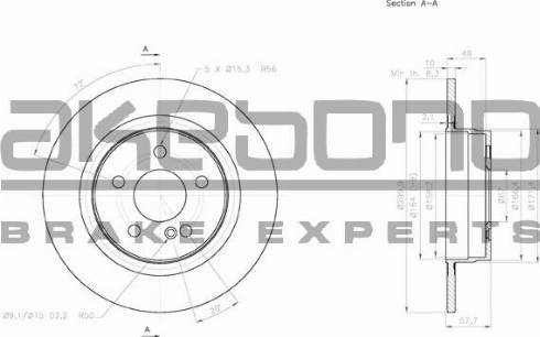 Akebono BN-0075 - Тормозной диск autospares.lv