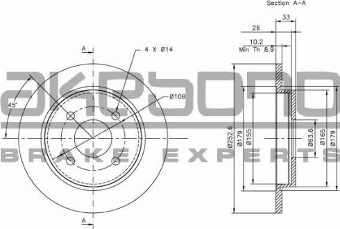 Akebono BN-0071E - Тормозной диск autospares.lv