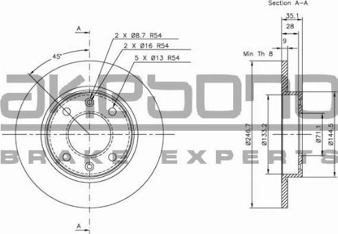 Akebono BN-0072 - Тормозной диск autospares.lv