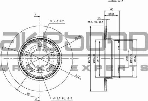 Akebono BN-0194 - Тормозной диск autospares.lv